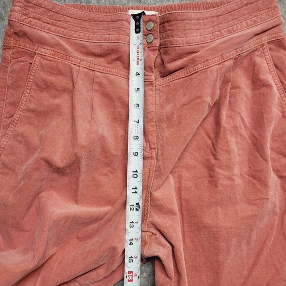 Anthropologie Kalea Trouser Jogger Womens Large Rose Pleated Corduroy High Rise - Picture 12 of 14